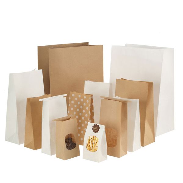 

2000 pieces of japanese kraft paper oil-proof food bag square bottom disposable take-out storage packing bags bread size 90*55*180mm
