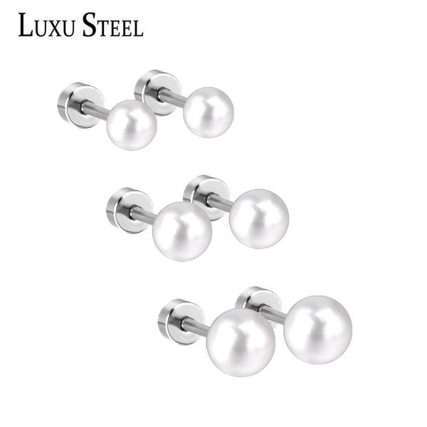 

stud luxusteel 3pairs earring sets stainless steel 4mm/5mm/6mm imitation pearl twist earrings collier family 2021 wedding, Golden;silver