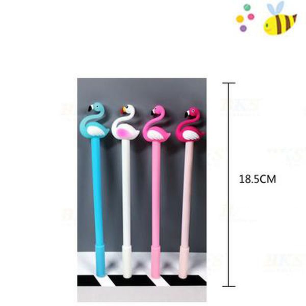 

1pcs flamingo news kawaii 0.5mm nice stationery student leuke black gel pen