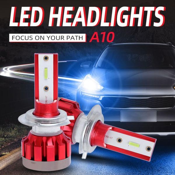 

car headlights 1 pair 8000k led h1/h3/h7/h11/9005/9006 csp chips auto genuine a10 headlight bulbs 80w 12000lm