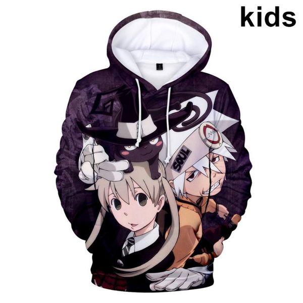 

men's hoodies & sweatshirts 3 to 14 years kids hoodie anime soul eater 3d print sweatshirt boys girls cosplay cartoon coat jacket teen, Black