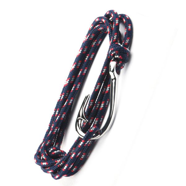

multilayer rope fish metal hook bracelet pulseras hombre hope nautical anchor-sailor anchor bracelets men father gifts, Golden;silver
