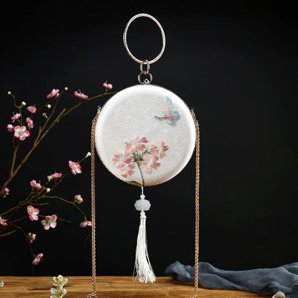 Hanfu Cheongsam антикварная сумка с вышивкой в китайском стиле, маленькие круглые дикие сумки через плечо на одно плечо, портативные вышитые золотые сумки