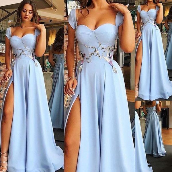 

prom evening dresses portrait sweetheart off-shoulder split side satin lace applique zipper sweep train ruched celebrity dress robes de soir, Black