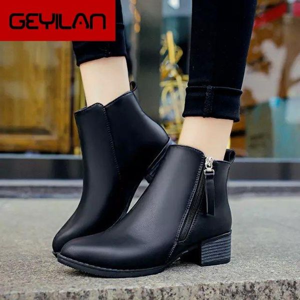 

boots 2021 autumn winter women suede female side zipper vintage fashion ankle eur size 35-40, Black