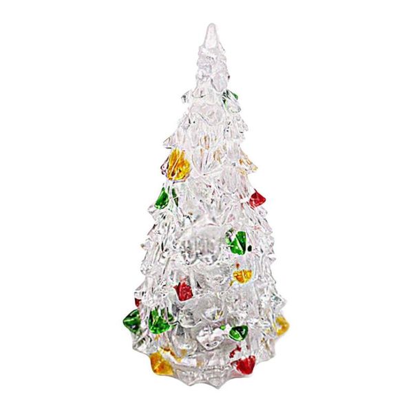 Decorazioni Natalizie Mini LED Albero Colorato Luce A Batteria Illuminato Alberi Acrilici Per La Decorazione Domestica 2,36x4,92 in