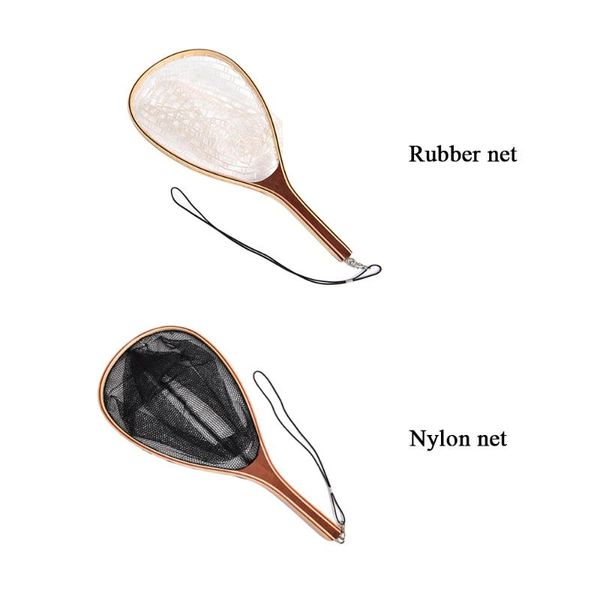 

fishing net lightweight landing net wooden handle frame fishing tools mesh for