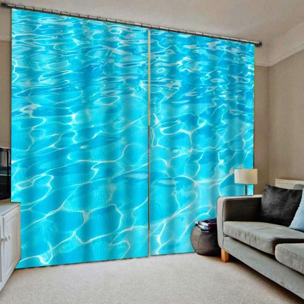 

curtain & drapes blackout 3d curtains living room bedroom cortinas customized size blue water