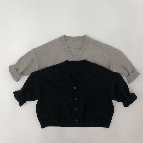 

pullover autumn boys sweaters single breast baby girls knitwear full sleeve kids cardigans v neck sweater, Blue
