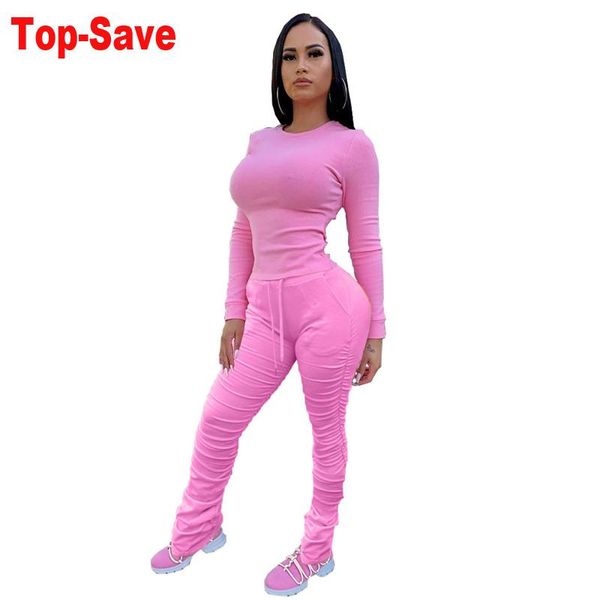 

stacked pants 2 two piece women set sport casual outfit fall clothes for women sweatshirt crop sweatpants sweat suit, White