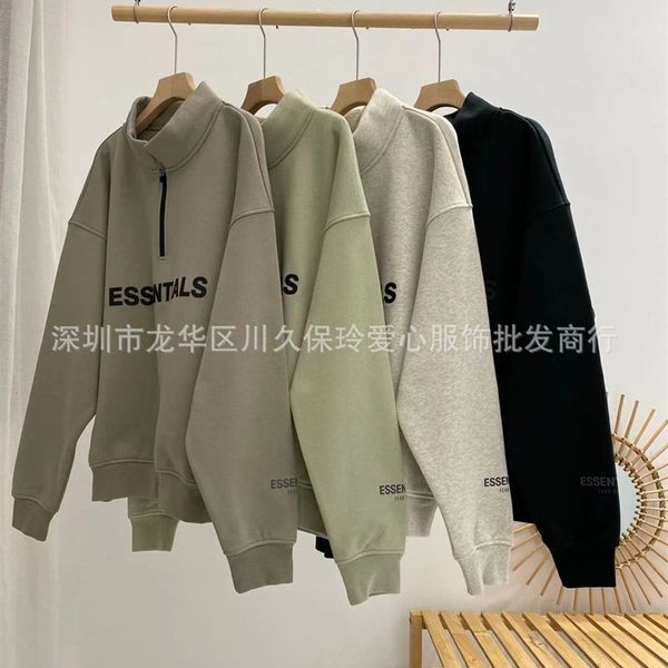 

new wear of god fog double thread half zipper essential ess sweater matcha green, Black