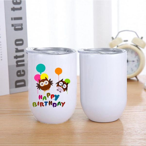 

water bottles 20pcs/lot 12oz straight wine tumbler sublimation glass stainless steel double wall beer cups with seal lid for party gifts