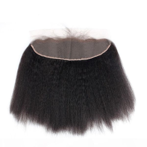 

brazilian kinky straight 13x4 ear to ear pre plucked lace frontal closure with baby hair remy human hair part frontals, Black;brown