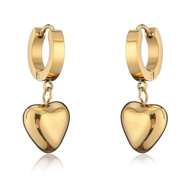 

dangle & chandelier 1 pair 2pc trendy titanium steel heart shape drop earrings fo women men lover jewelry gift, Silver