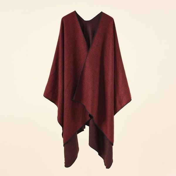 

ethnic clothing european style solid color travel simple fashionable warm cashmere talma wear outside large shawl and scarves, Red