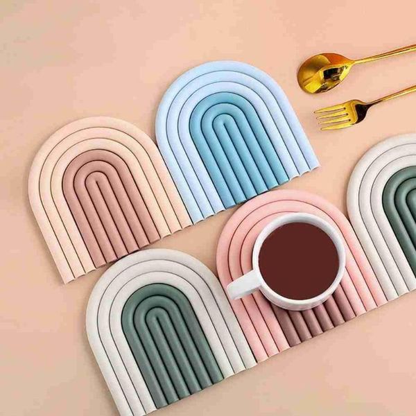 

mats & pads nordic non slip silicone placemat removable rainbow coasters insulation cup table mat plate home decor kitchen accessories
