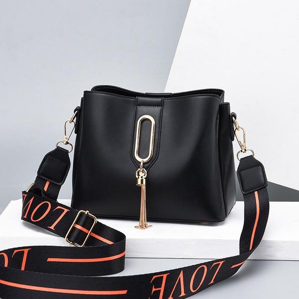 

totes women pu leather black handbag designer tassel travel messenger bags ladies simple crossbody female tote shoulder bag