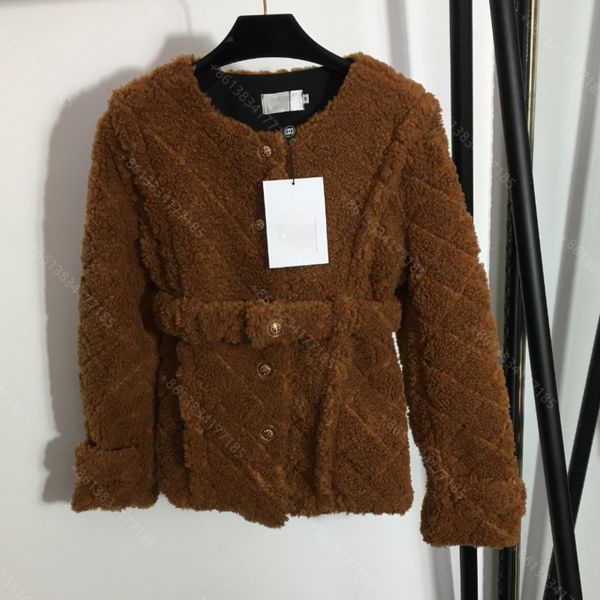 

winter cc women designer clothes mohair jacket coat waist belt waist lamb wool coat ladies clothes super warm female two colors s- wholesa, Black;brown