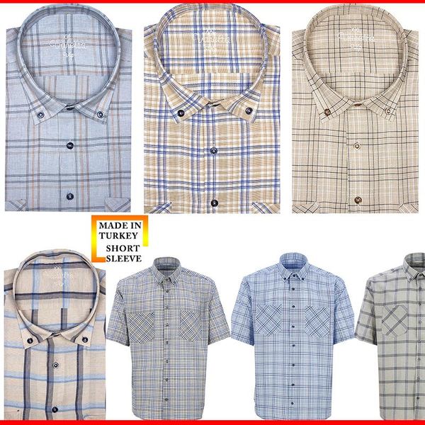 

men's casual shirts plaid shirt men short sleeve summer cotton checkered for hawaiian causal male with front pocket turkey varetta, White;black