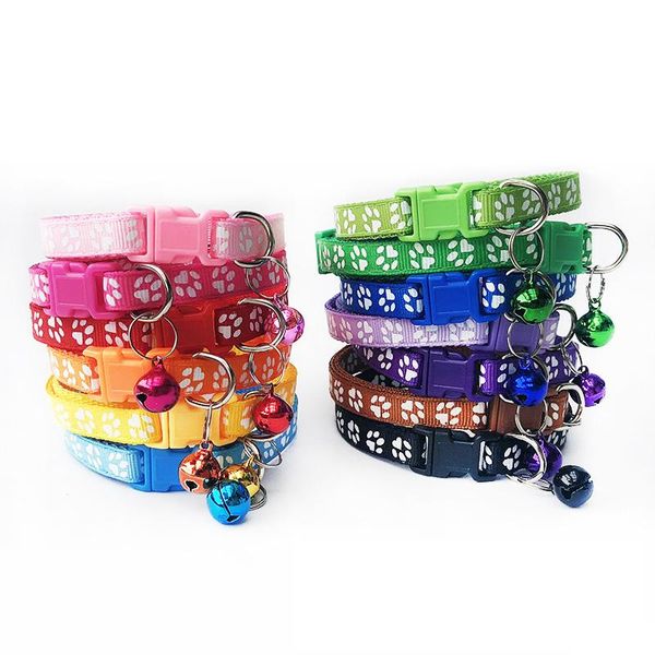

dog collars & leashes wholesale 100pcs samll cat puppy collar bell adjustablt buckle pet accessories safety leads for
