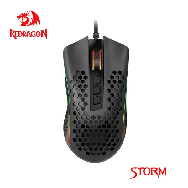 Redragon Storm M808 USB-verkabelte RGB-Gaming-Maus 12400 DPI programmierbare Gaming-Mäuse mit Hintergrundbeleuchtung, ergonomischer Laptop-PC