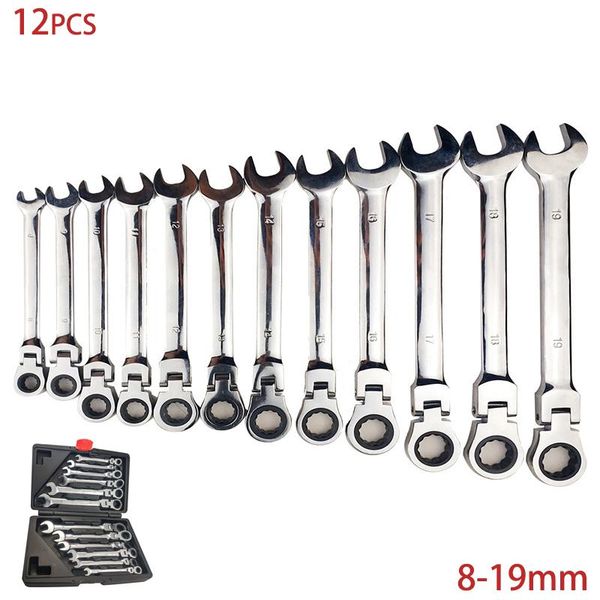 

hand tools 12 pcs flexible combination ratchet wrench gear repair set for auto torque pivoting head spanner