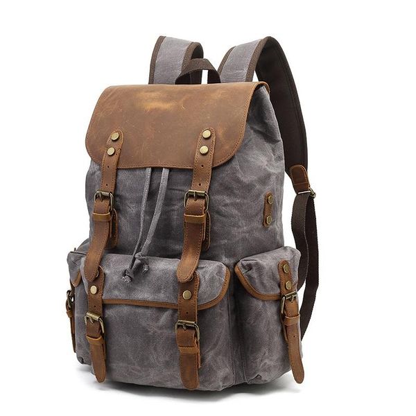 

backpack men's backpacks vintage wearable canvas school bag large capacity travel bags casual waterproof leather laptop