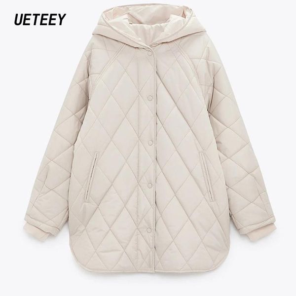 

women's oversize jackets hoodies coat loose parkas femme outwear long sleeves plaid solid overcoat button pocket big coat trf, Black;brown