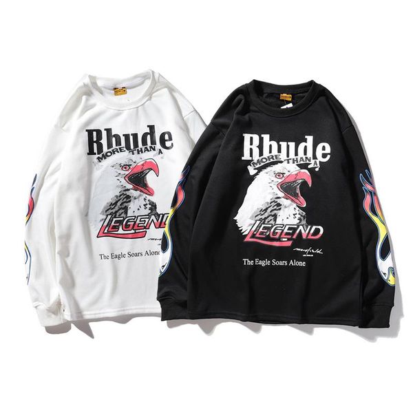 

define jointly rhude round la and womens sweater europe and america eagles brand los 2021 mens designer long-sleeve fire tide terry ang jlmw, Black