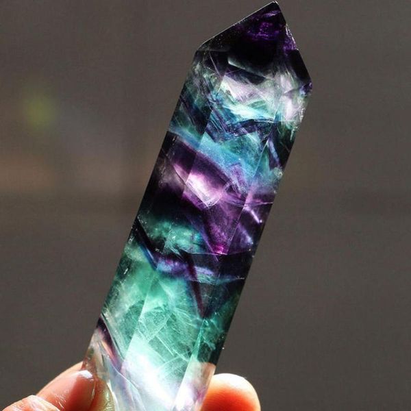 

decorative objects & figurines natural colorful fluorite crystal striped quartz stone point healing hexagonal wand treatment
