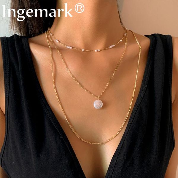 

pendant necklaces bohemia flat irregular pearl kpop fashion cute thin women neck chain necklace girls friend jewelry accessories, Silver