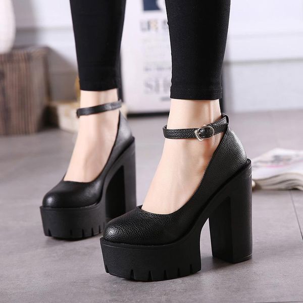 

dress shoes ultra-high heels women's stage model thick nightclub dj work catwalk, Black