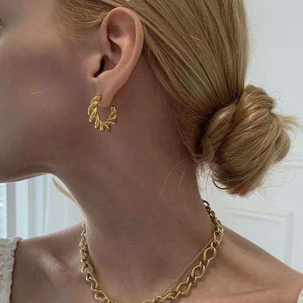 

hbp simple ins wind net red gold small circle hollow horn earrings 2021 new fashion personality, Silver