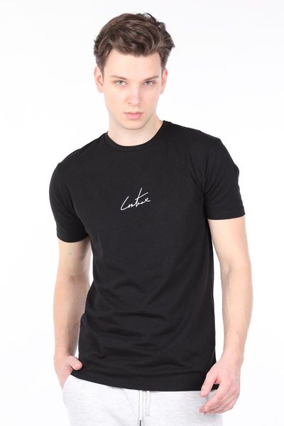 

men's t-shirts black back written bicycle neck t-shirt, White;black