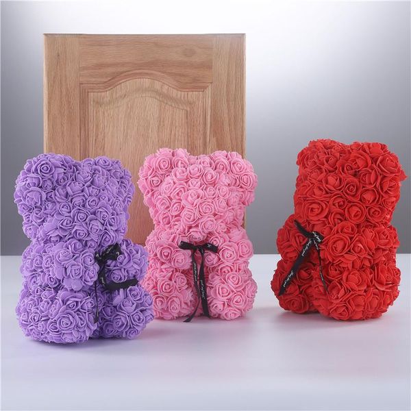

decorative flowers & wreaths 25cm teddy bear bowtie flower of roses valentines day gift festival supplies foam artificial home decor christm