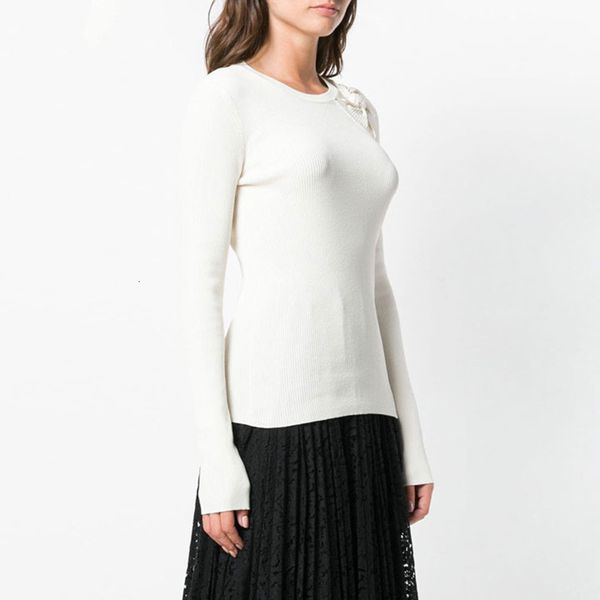 

2021 new red white black women's sweater bowknot stretch o-neck ladies knit bottoming pullover 3llq
