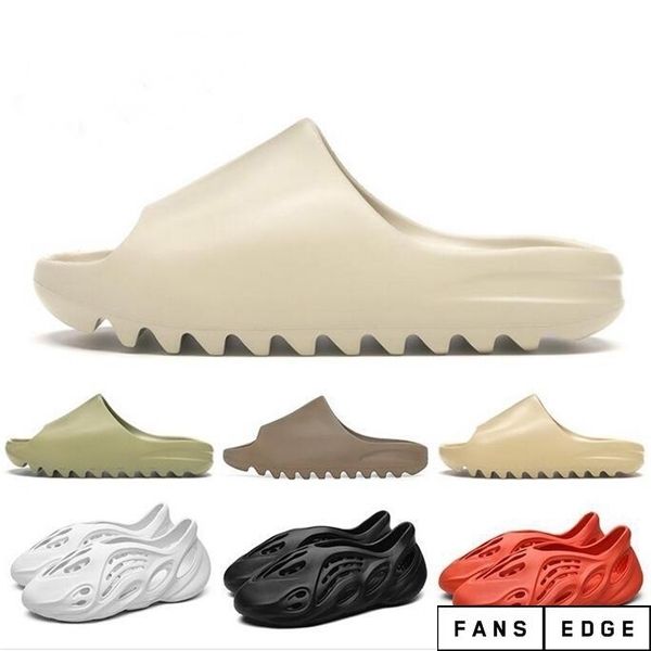 

2020 kanye west slippers men women slide bone earth brown desert sand slide resin shoes sandals foam runner size 36-45, Black