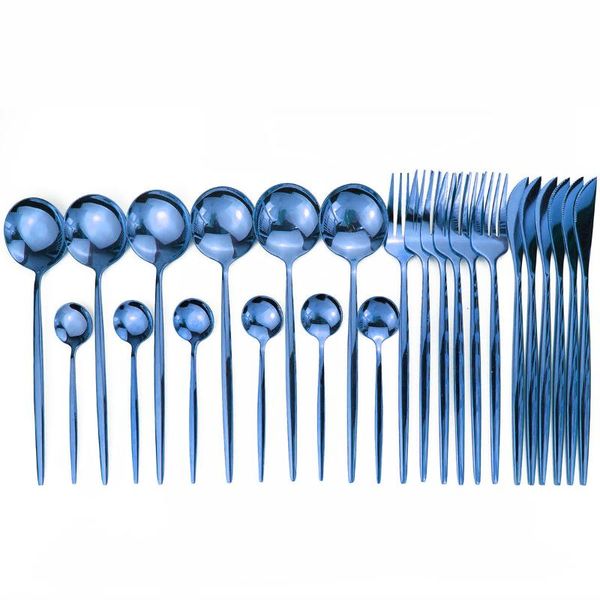 

flatware sets 16pcs/lot splicing pink gold dinnerware stainless steel cutlery set handle blue knife fork spoon tableware
