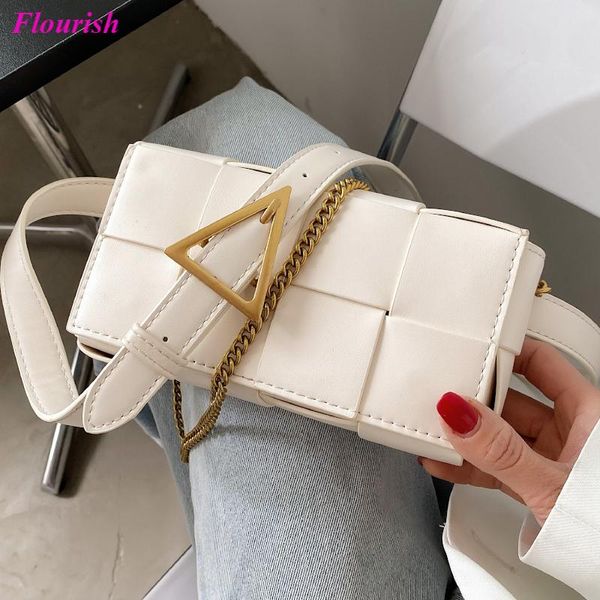 

evening bags handbags leather knitting shoulder bag baguette chain purses crossbody for women 2021 fashion sac a main trend