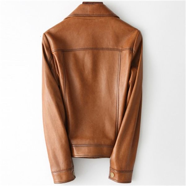 

2021 genuine leather jacket real sheep female spring h6 n76z, Black;brown