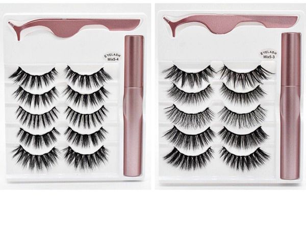 

magnetic liquid eyeliner eyelashes tweezer 5magnet false eyelash set glue make up tools 5 pairs 3in1
