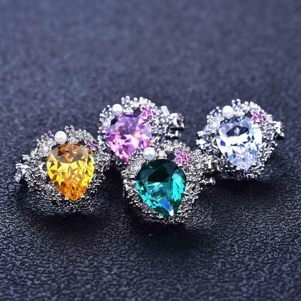 

wedding rings luxury geometry flower dazzling cubic zirconia trendy multi style 925 sterling silver jewelry for women engagement, Slivery;golden
