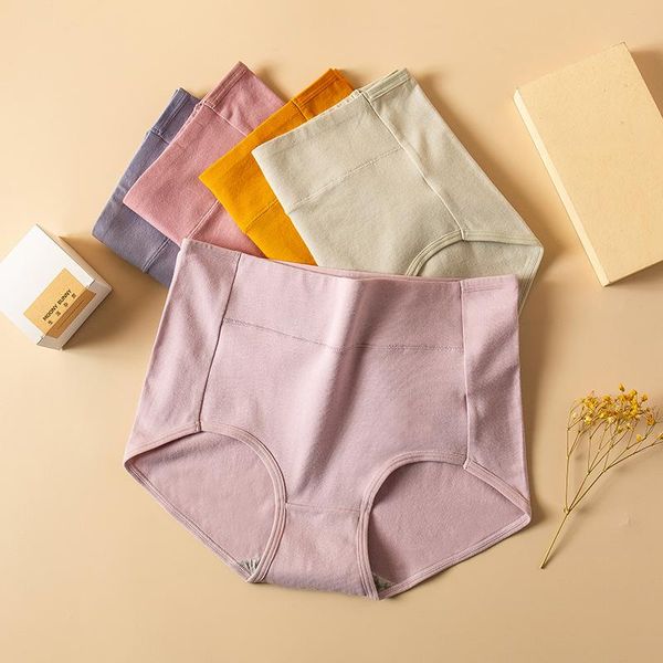 

women's panties high waist 4pcs pure cotton women plus size 5xl body shaper fashion briefs underwear breathable comfort female lingerie, Black;pink