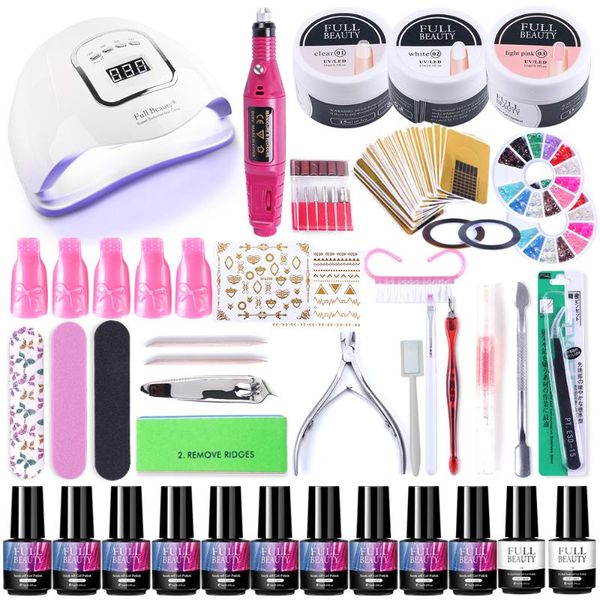 

nail art kits manicure set professional 90w drying lamp beginner acrylic complete kit gel polish drill machine diy tools fb1581