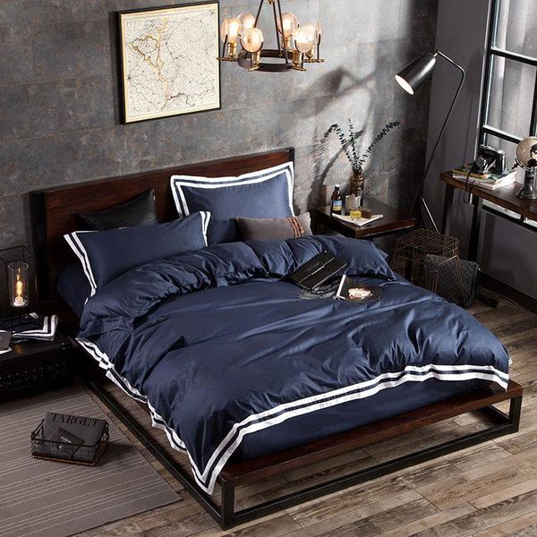 

bedding sets spring stripe 100% cotton set el solid bed linenset 4pcs/set fitted flat sheet duvet cover pillowcase king bedclothes