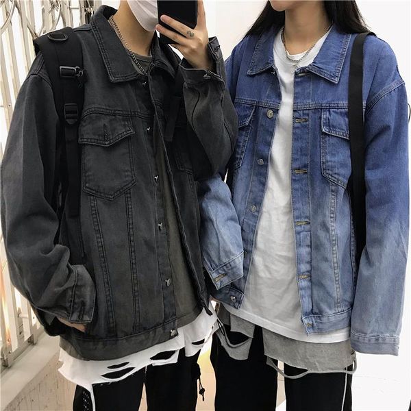 

women's jackets winter jacket gradient punk fun harajuku ins vintage hip-hop female streerwear fashion plus size couple denim, Black;brown