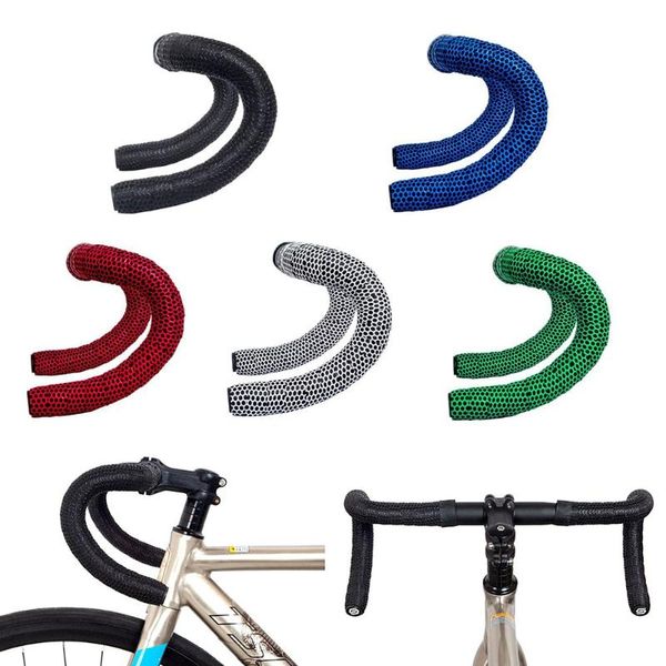 

bike handlebars &components 1 pair bicycle handlebar tape silica gel road straps non-slip grip wrap with bar end plugs cycling accessories