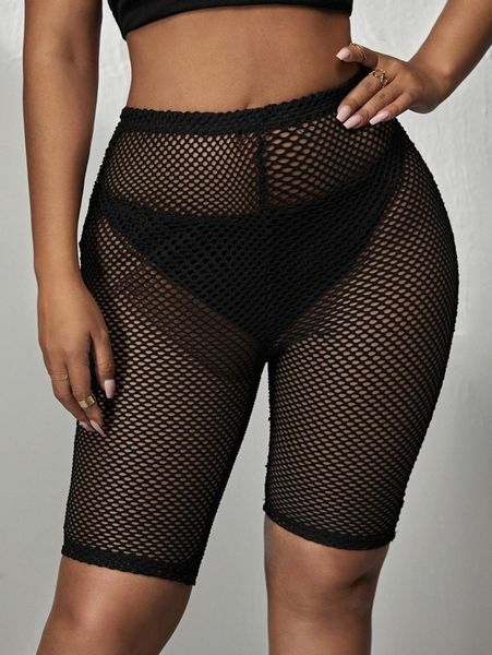 

sxy fishnet mesh biker shorts without panty p5ym#, Black