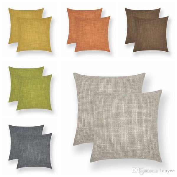 

45*45cm 6 color solid color simple throw cotton linen pillowcase home square soft bed pillow cover home decorative cushion case vt0097