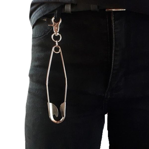 

keychains punk metal wallet belt chain rock trousers hipster pant jean keychain pin ring clip keyring men's hip hop jewelry, Silver